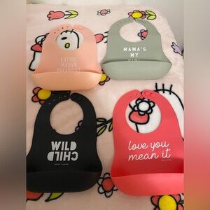 Bella Tunno Silicone Bib Set - Peach, Sage, Black, Coral